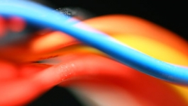 Close up of a blue wire